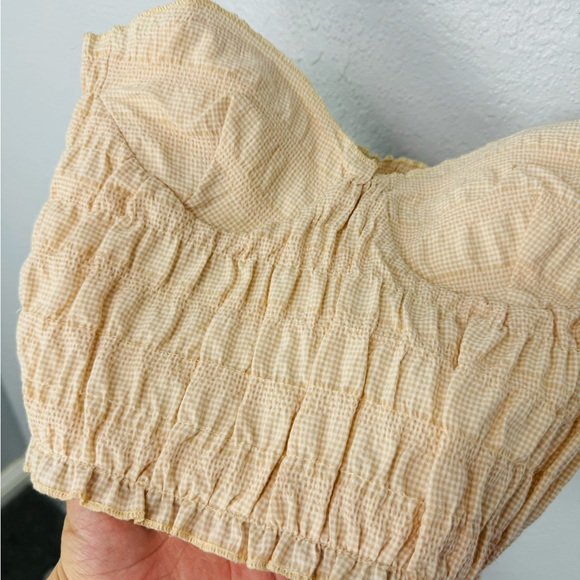 ZARA BUSTIER CROP TOP BLOGGERS FAV RUCHED BEIGE - Picture 4 of 7